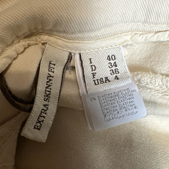 Brunello Cucinelli Womens 4 Beige Extra Skinny Fit Straight Leg Denim Pants - Picture 3 of 10